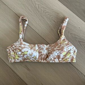 Aerie Floral Bikini Top - Tan and Yellow